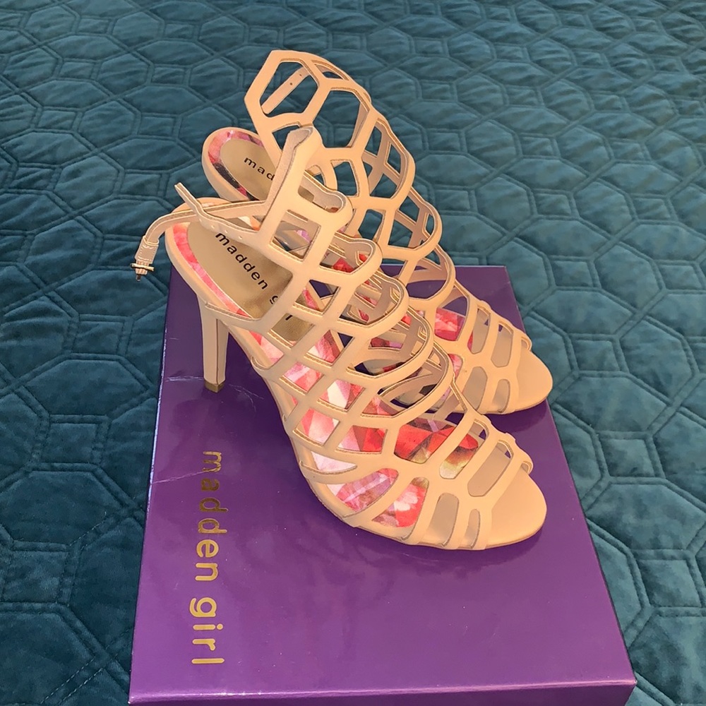 Madden Girl “Directt” Nude Caged Sandals